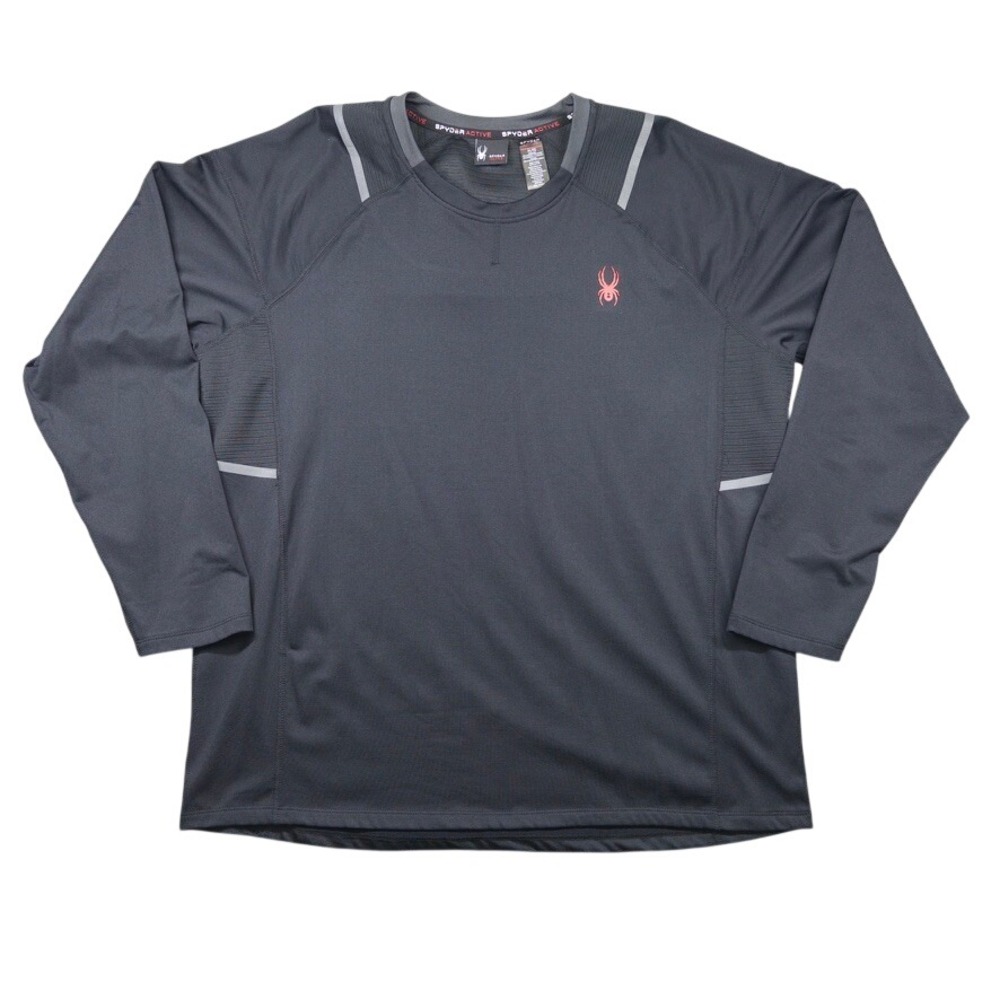 Spyder Active ProWeb Performance Athletic Running Shirt Mens XL Gray Long Sleeve